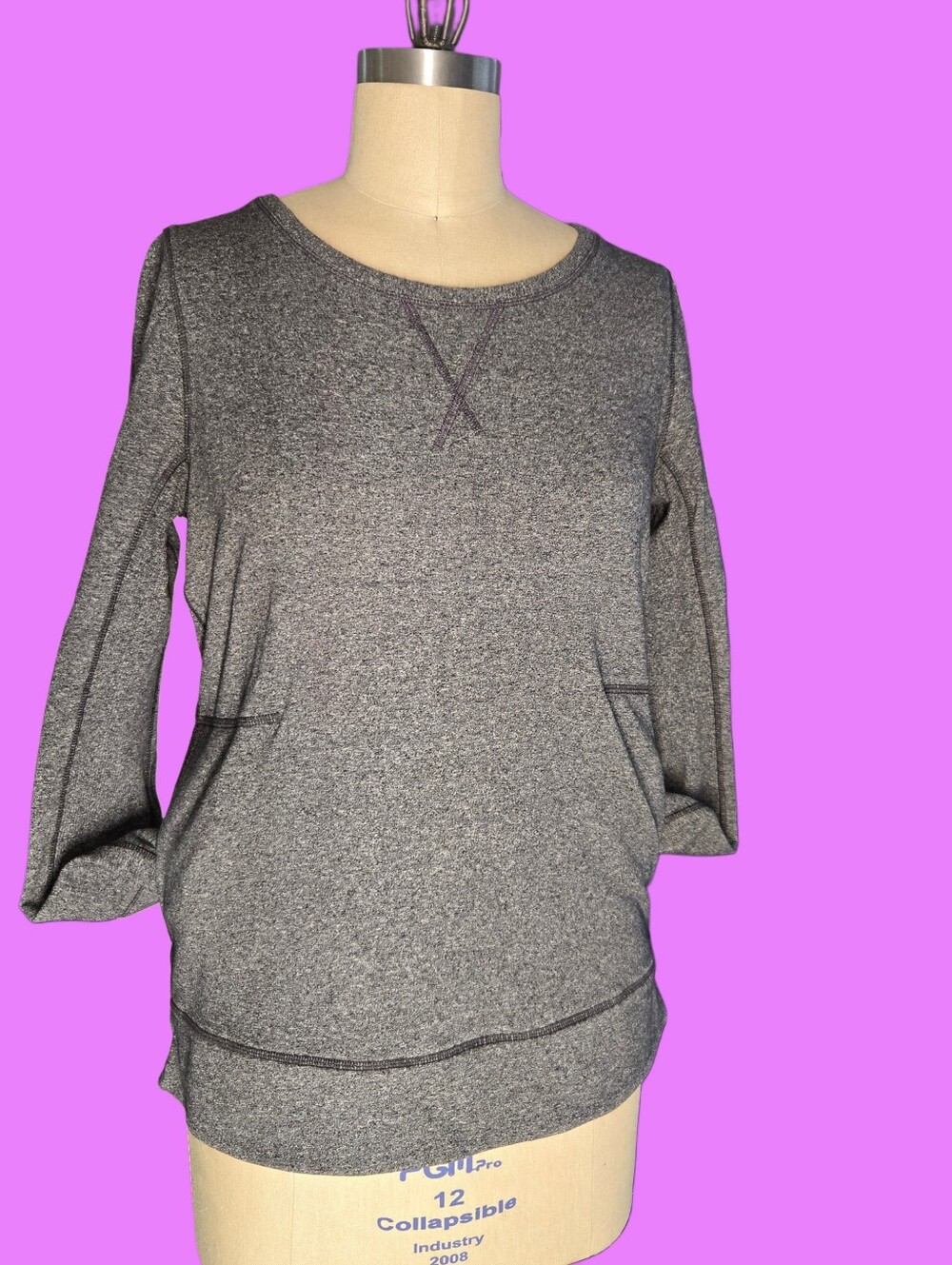 LULULEMON Exhalation Pullover II Size 8 Heathered Speckled Black